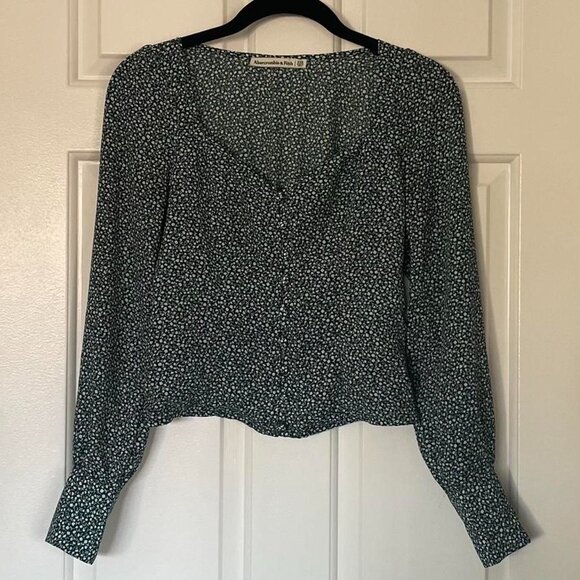 Abercrombie & Fitch Green Floral Long Sleeve Top - Picture 2 of 4